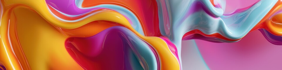 Poster - A colorful painting with a rainbow and a heart. The painting is abstract and has a lot of different colors
