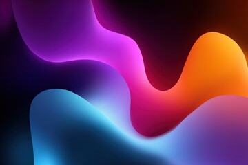 Poster - A colorful, abstract background with a purple and orange wave. The colors are vibrant and the wave is flowing
