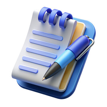 A stylish 3d rendered illustration of a notepad and pen for note-taking and planning