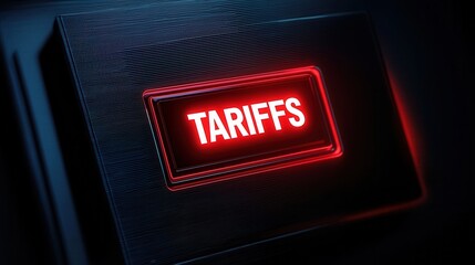 Poster - A folder is highlighted with a bold red glow, clearly displaying the word tariffs. The minimalistic setting enhances the folder's significance in a dark background environment