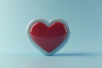 Poster - Heart shaped social network icon representing connection and love in digital communication, Social network like icon appears Heart shape symbol 3D render