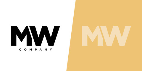 Aufkleber - Letter M and W, MW logo design template. Minimal monogram initial based logotype.