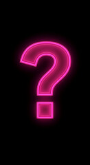 Poster - Pink neon question mark on black background, glowing brightly, suggesting inquiry, mystery, or uncertainty, ideal for websites or design projects