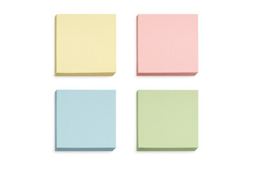 Fototapete - Colorful adhesive notes positioned on clear surface, displaying blank spaces ready for writing personal notes and messages