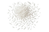 Shredded coconut flakes pile isolated on transparent background, flavorful ingredient