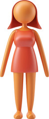 Poster - Simple Orange Woman: A 3D Rendered Character in a Dress on White
