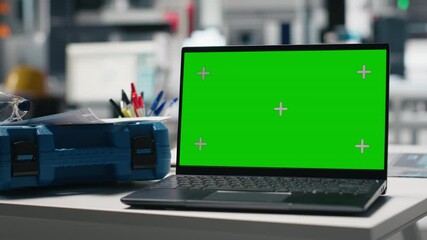 Poster - high tech manufacturing plant industrial environment with chroma key, showing robotic arms in action