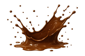 Poster - Liquid chocolate splashing upward, creating a stunning crown shape against a transparent background, exuding a rich, indulgent allure