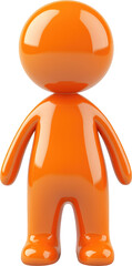 Poster - Glossy Orange Figure Standing on White Background, Simple Design