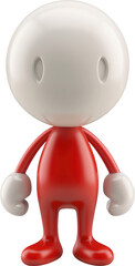 Poster - Red and White Faceless 3D Character Standing on a White Background