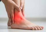Person suffering from acute ankle pain and injury