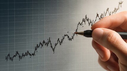 Aufkleber - Hand Drawing Upward Trending Stock Market Graph Business Financial Investment Growth Chart Analysis Data Economy Success Progress Development Planning Strategy Future Potential    