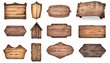 © wolfelarry - Collection of wooden signs in rustic style, set of elements on white background