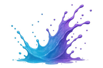 Poster - Vibrant splash of blue and purple paint creating a dynamic, colorful explosion on a transparent background