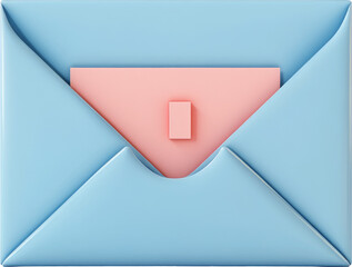 Poster - Pastel Blue Envelope with Pink Note and Seal