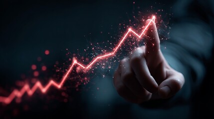 Aufkleber - Red Glowing Upward Trend Line Digital Growth Business Success Innovation Technology Future Development Financial Investment Progress Abstract Background Concept Modern Design      