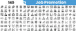 © Sk Sa - A diverse set of job promotion icons, showcasing various business themes, such as teamwork, growth, and achievement in a sleek, monochromatic design.