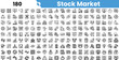 © Sk Sa - A comprehensive collection of stock market icons in black and white designed for various financial applications.