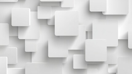 Poster - Abstract White Square Pattern Modern Geometric Background Design Elegant Minimalist Style Clean Simple Texture Overlapping Shapes Digital Illustration Wallpaper Graphic Resource   