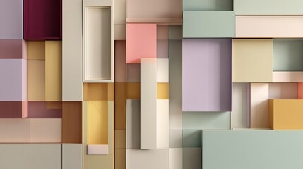 Poster - Abstract Pastel Geometric Shapes Background Modern Minimalist Design Digital Art Wall Decor Soft Color Palette Contemporary Style Elegant Texture Subtle Hues Artistic Composition  