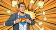 © Lucas - Father's day superhero businessman ripping open shirt revealing costume vector illustration image design concept art vector