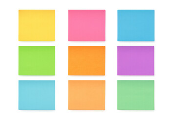 Poster - Nine vibrant sticky notes arranged on a transparent background, providing an ideal canvas for messages and reminders in any setting