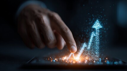 Poster - Digital Growth Arrow Business Concept Strategic Planning Modern Technology Future Innovation Success Development Digital Marketing Data Analysis Progress Financial Investment      