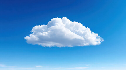 Wall Mural - fluffy white cloud floating in clear blue sky on bright sunny day creating peaceful and calm atmosph