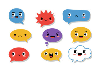 Poster - Nine cartoon speech bubbles display various emotional states set against a white backdrop