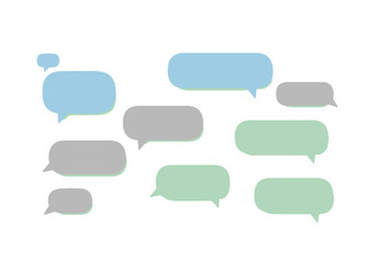 Poster - The image features several colorful rounded speech bubbles arranged against a white background
