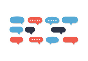 Poster - Twelve speech bubbles of different colors arranged in a gridlike pattern on a white background