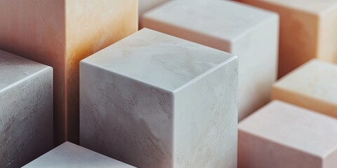 Poster - Macro shot of clean, neutral color blocks with soft transitions, perfect for minimalist, contemporary designs