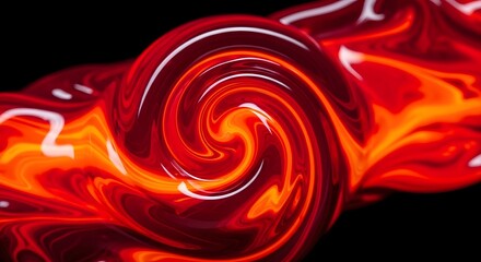 Aufkleber - Abstract swirl of red and orange liquid against black backdrop