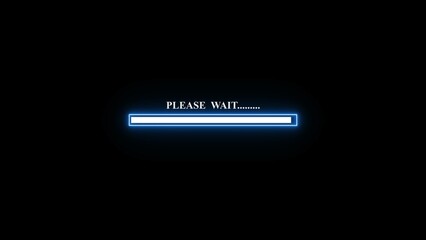 Fototapete - Animated blue neon loading bar with 