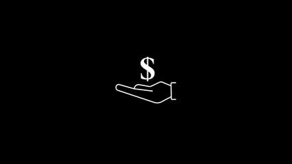 Poster - Simple white hand holding dollar sign on a black background represents financial concepts and business