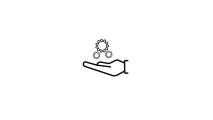 Poster - A simple hand holding gears representing service support partnership assistance collaboration innovation solution engineering and development