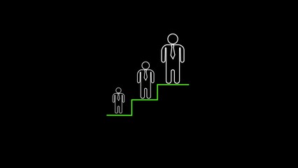 Poster - Career progression and growth illustration depicts the journey of business people climbing steps towards success and achieving corporate goals