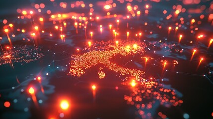 Poster - Global network visualization interactive map of europe data visualization digital environment aerial perspective technology insights