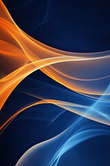 Aufkleber - Abstract artwork featuring flowing, translucent orange and blue forms against a dark background