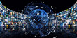 © metamorworks - A collage of global networks and video technology. Wide angle visual for banners or advertisements.