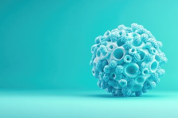 Aufkleber - Abstract 3D rendering of a light blue, porous sphere resembling a complex organic structure