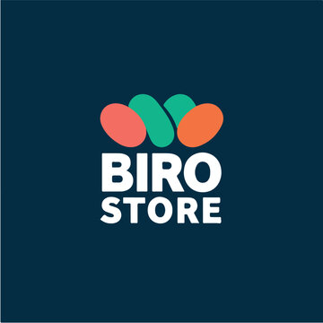 Minimalist Bold BIRO STORE Logo with Colorful Graphic Elements.eps