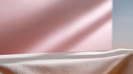 Aufkleber - Soft silky pink and beige fabric with gentle folds and smooth texture on a neutral background for textile, fashion, or interior design themes