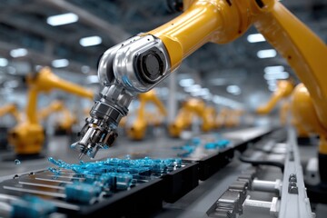 Poster - Advanced robotic arm manufactu equipment in modern industrial assembly line with automated precision and high-tech machinery
