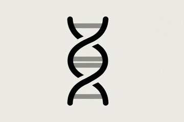 Poster - Close-up of a DNA Double Helix Strand with Dark Lines and Gray Rungs on a White Background for Scientific and Genetic Research Visualization