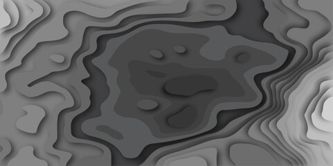 Poster - Background with lines, modern black carve wave line. Abstract luxury papercut background. Minimal topography map, light shadow landscape wave element curve graphic design.