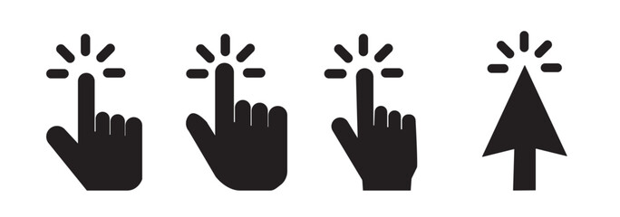 Leinwandbilder - computer mouse click cursor arrow icons set. clicking cursor. hand cursors icons click set. pointer 