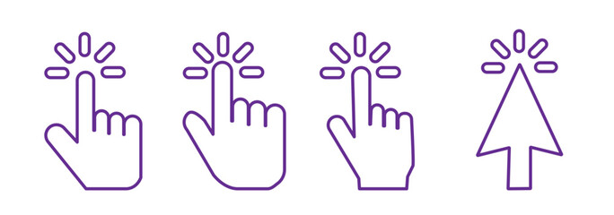 Leinwandbilder - computer mouse click cursor arrow icons set. clicking cursor. hand cursors icons click set. pointer 