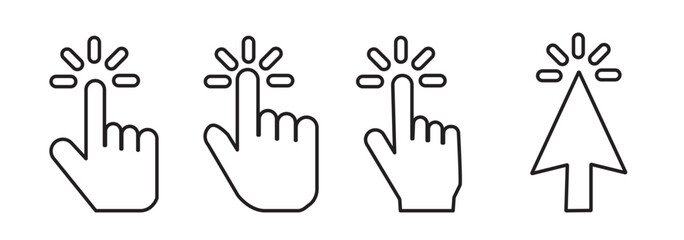 Leinwandbilder - computer mouse click cursor arrow icons set. clicking cursor. hand cursors icons click set. pointer 