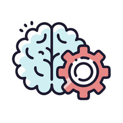 Poster - Brain and gear icon symbolizing thinking and problem solving